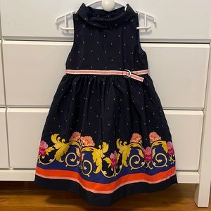 NWT 2T Janie and Jack printed navy blue (almost black) printed dress